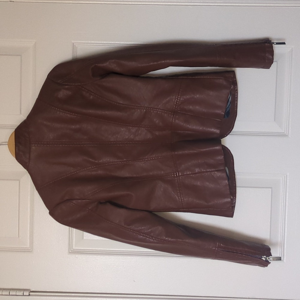 Brown Vegan Leather Jacket - Picture 2 of 5